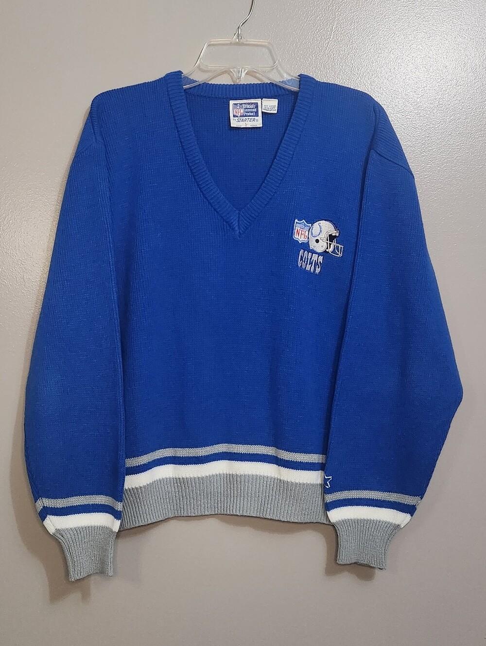 Vintage Starter Men’s NFL Colts V-Neck Sweater Size Large